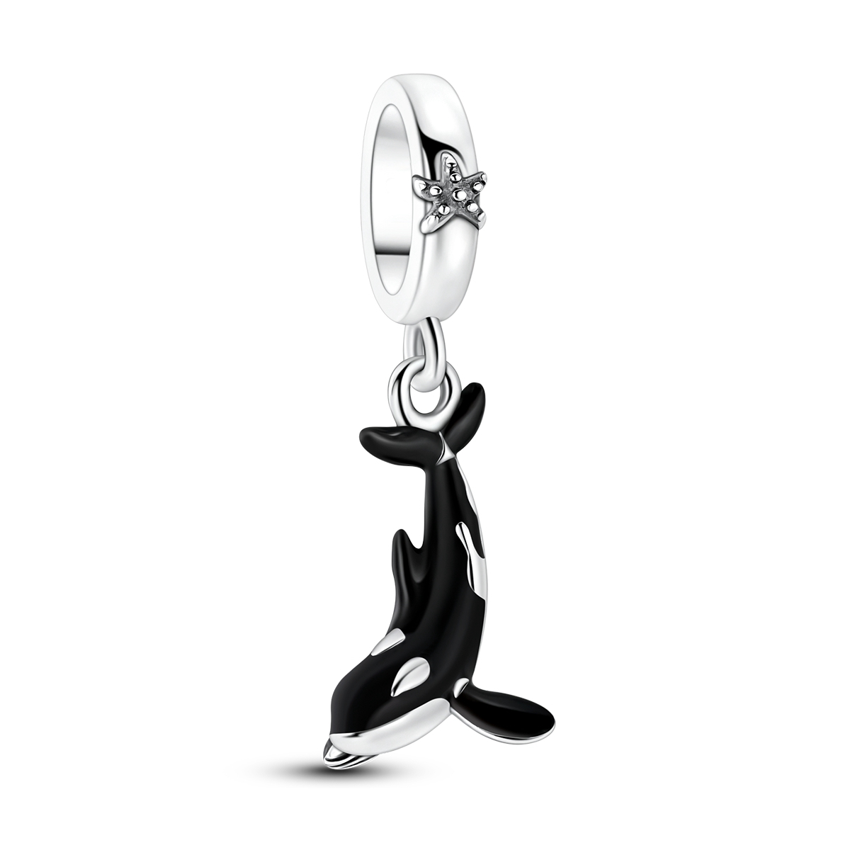 E-shop Versilberte Sommer Ozean Kreativer Leuchtender Schwertwal Charm Anhänger Passend für Original Armband Halskette Perlen für Schmuckherstellung,