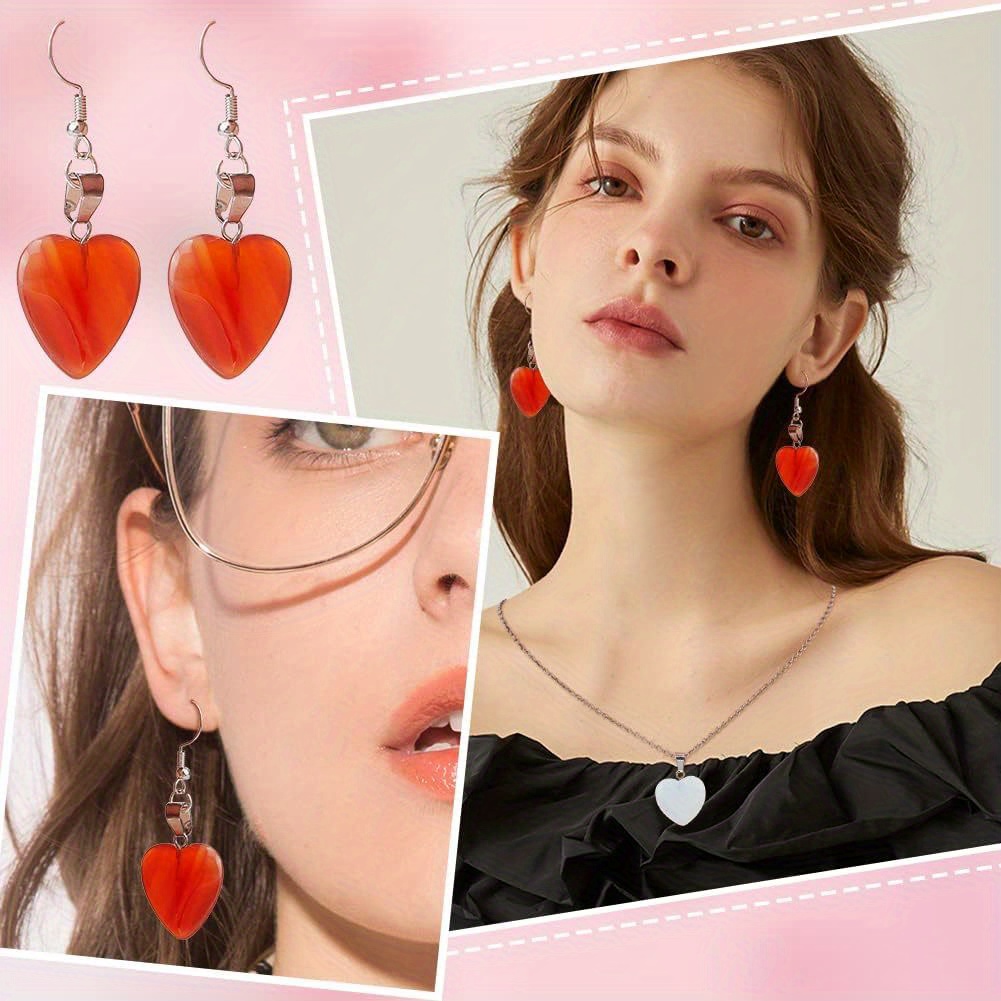 24pcs Heart-Shaped Stone Pendant Set, Love Quartz Gemstone Gift