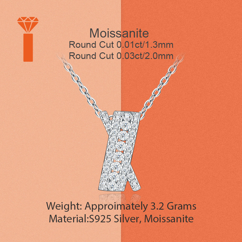 Moissanite Pendant Necklace in S925 Silver, Gift for Her