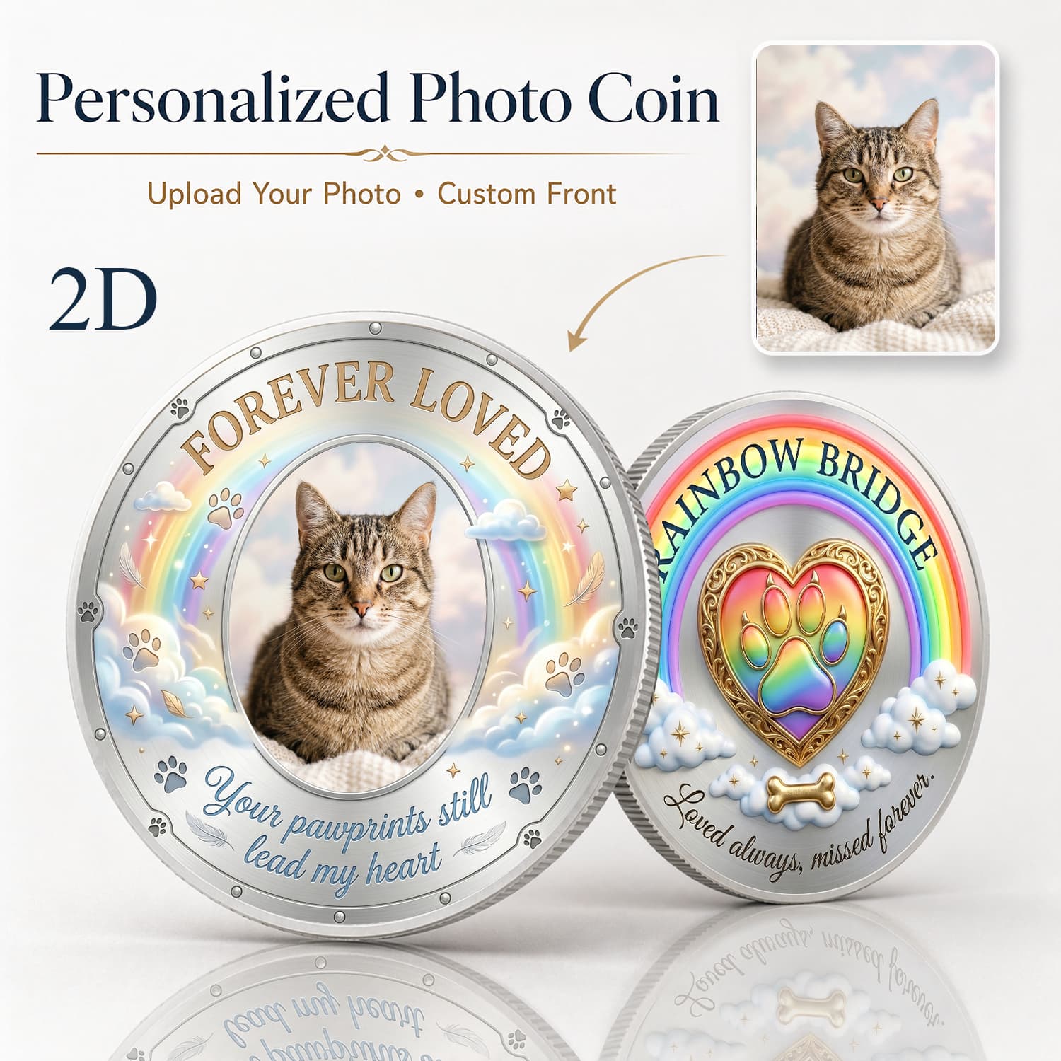 TEMU 1pc, 2d Flat Personalized Photo Custom Commemorative Coin, Front Side Supports Uploading Portraits, Pets, Couple Photos, Family Photos For
