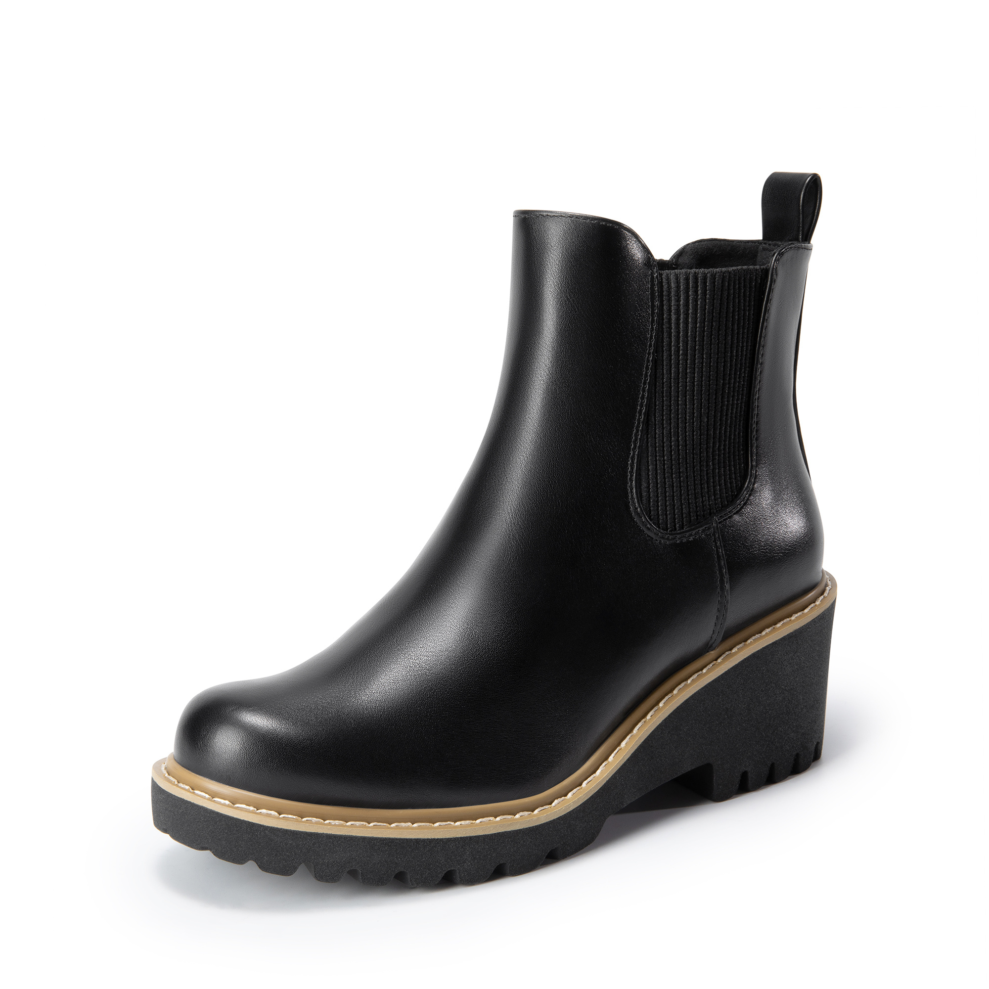 Image of Women's Chelsea Boots | Low Wedge Heel & Round Toe Platform , Women Shoes