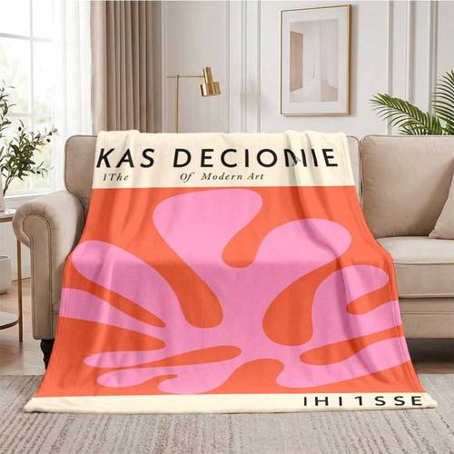 modern art abstract print soft flannel blanket orange and pink throw for sofa bed cozy warm blanket decor machine washable