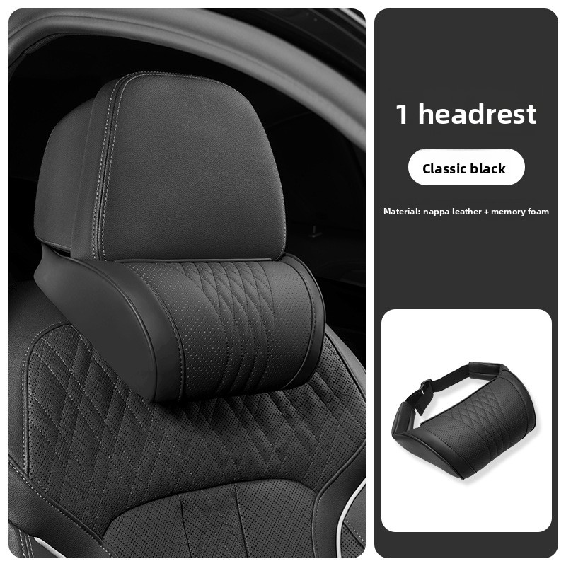 Image of Shunzhou 1pc Car Suv Sedan Faux Leather Seat Soft And Comfortable Headrest Pillow For Travel Car Headrest Memory Foam Driving Neck Pillow