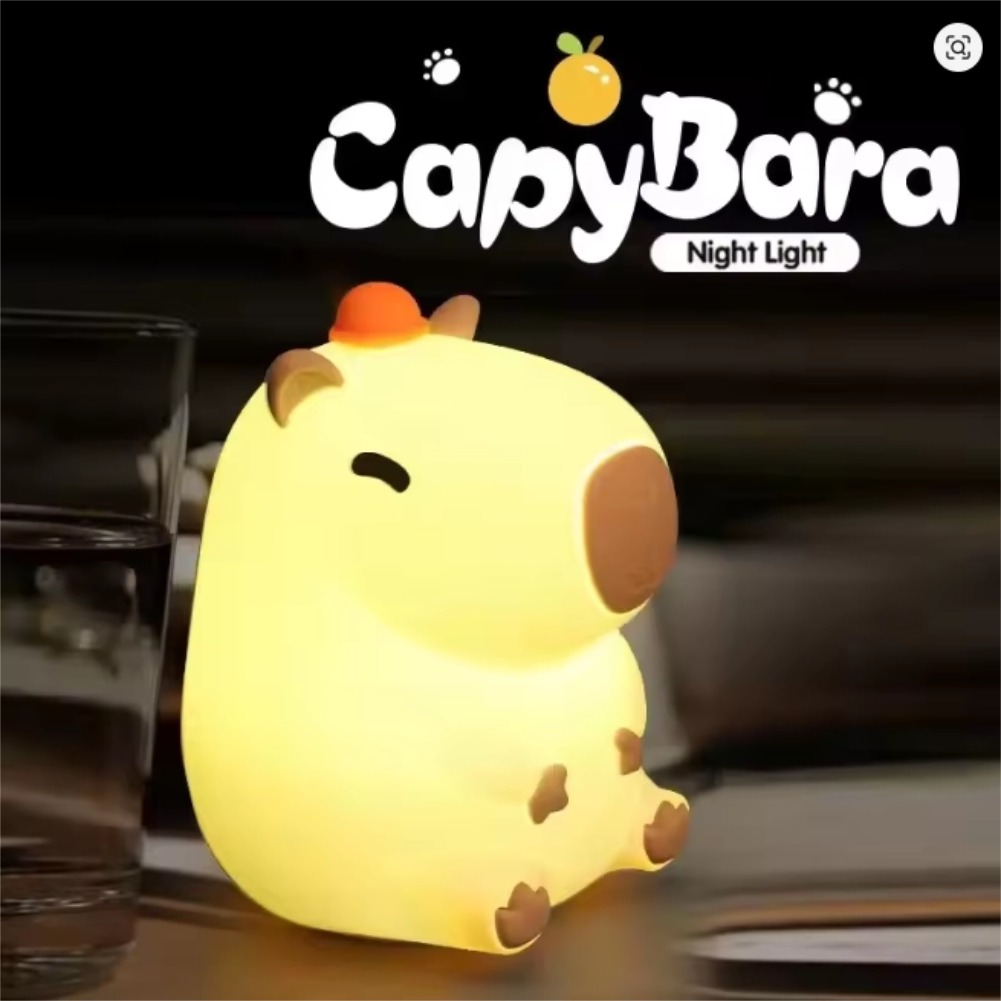 Cute Pet Capybara Night Light – Silicone LED Bedside Lamp, Birthday Gift