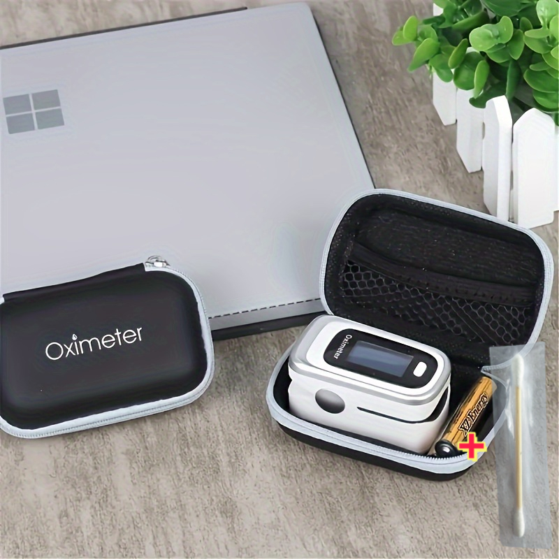 TEMU Oximeter Storage Bag+1pc Cleaning Rod, Portable Packaging Box, Fingertip Oximeter Storage Case