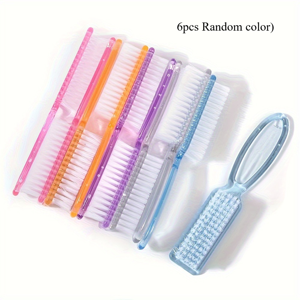 TEMU 6pcs Nail Cleaning Brushes With Ergonomic Grip - Perfect For Women, Men & | Odorless Foot, Hand & Nail Random Colors