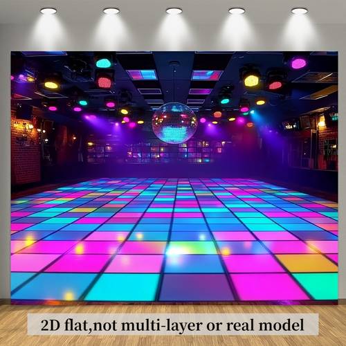 2d flat 2d flat backdrop 1pc large self lit disco dance floor with color changing durable party backdrop with glowing checkered pattern no needed easy to hang for weddings birthdays nightclub themed events ideal for home commercial use