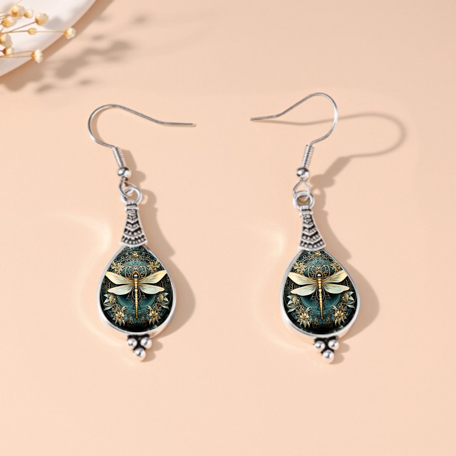 TEMU 2pcs Dragonfly Earrings Insect Earrings Nature Earrings Artistic Earrings Teardrop Earrings Dangle Earrings Floral Earrings Jewelry Accessories