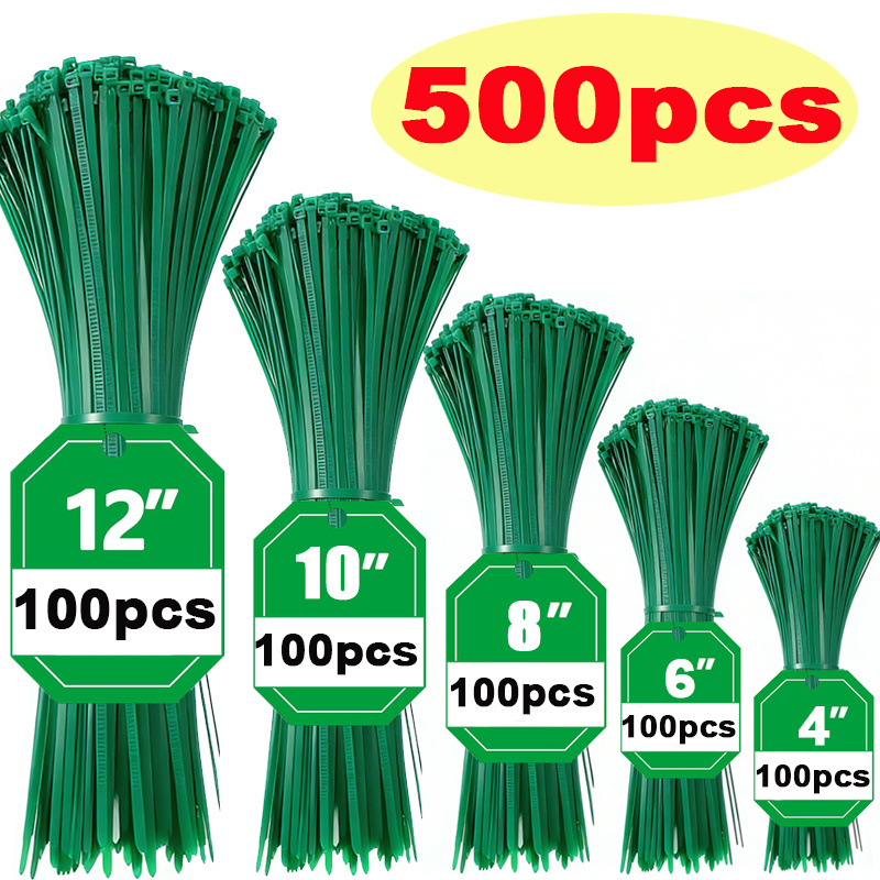 TEMU 500pcs Large-sized Heavy-duty Nylon Zip Ties, Self-locking, Anti Slip, Various Sizes Of Zip Ties 4/6/8/10/12 Inches, Outdoor Bundling Zip Ties,
