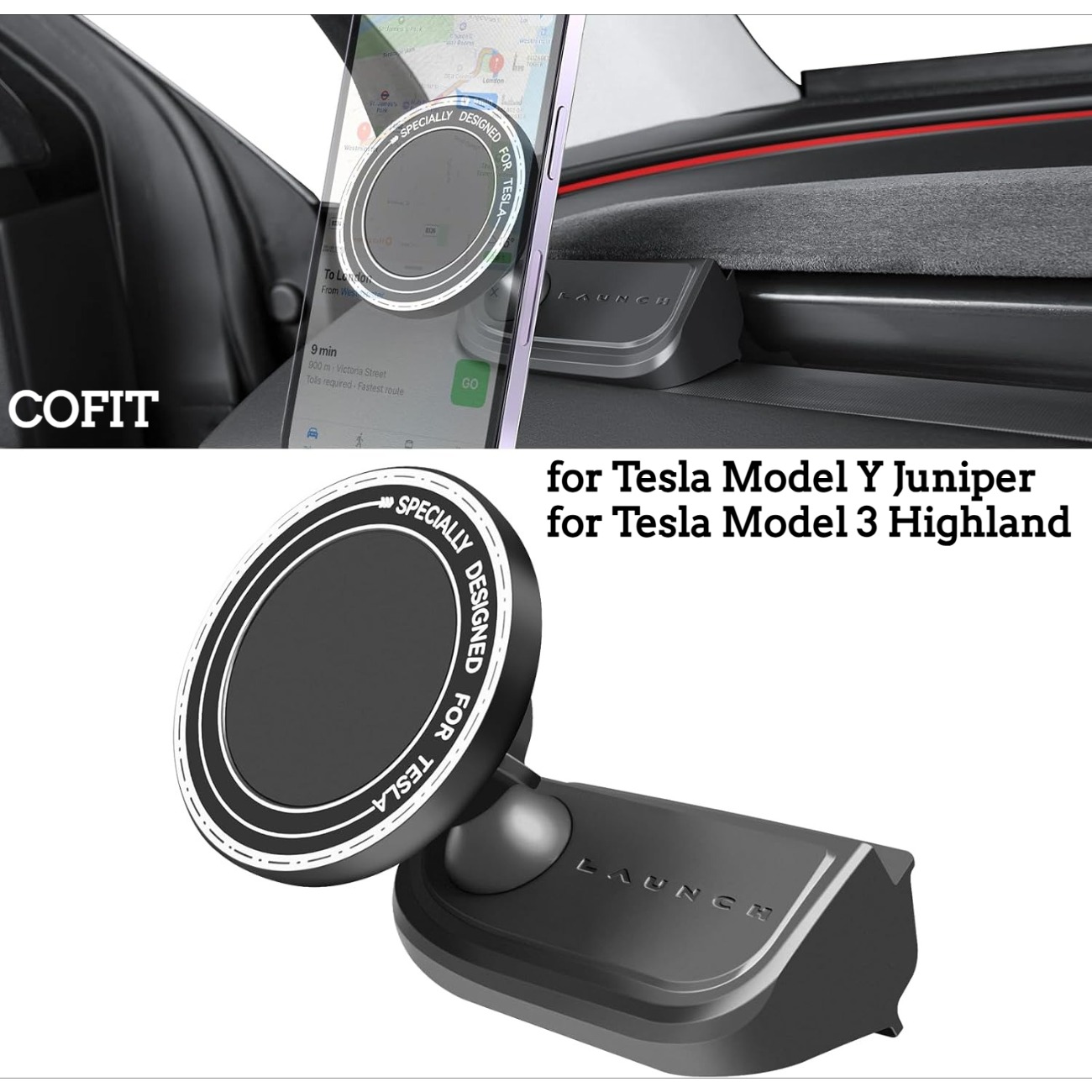 E-shop COFIT Auto Handyhalterung für Tesla New 2026 Mag-Safe Armaturenbrett Handyhalter für 2024-2026 Model 3 Highland Additions für alle Smartphones