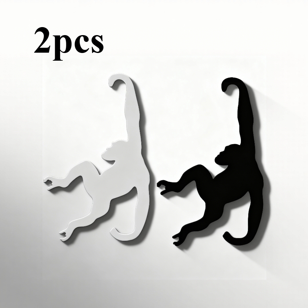 TEMU 2pcs Creative Gorilla Wall Hooks | Multifunctional Home Storage Rack | Fun Animal-shaped Wall Decor | Suitable For , Cups & Key Storage |