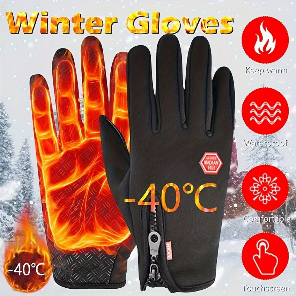 

Gants d'Hiver pour Hommes Compatibles avec les Écrans - , Imperméables et Coupe-Vent avec Fermeture Éclair Non Tissée pour Sports en , Cyclisme & Ski - Polyester Chaud