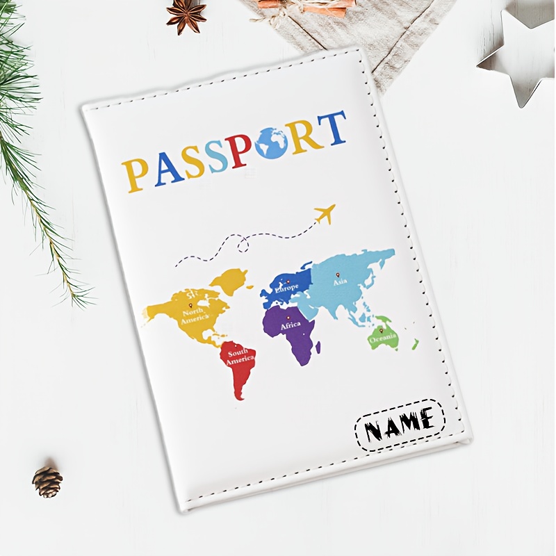 TEMU 1pc Personalized Custom Passport Holder, Fashionable Colorful Map Passport Case, Passport Cover And Document Organizer, Holder, Lightweight