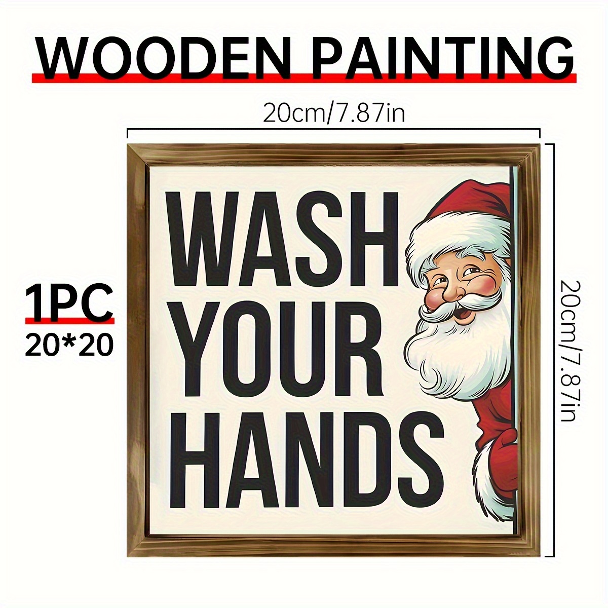 TEMU 1pc Painting Santa Claus 'wash Your Hands' Vintage Wooden Sign- Rustic Decorative Kitchen, Bathroom, Bedroom& Office, Durable Home Decor Or Housewarming- Holiday Decor& - Suitable, Thanksgivi