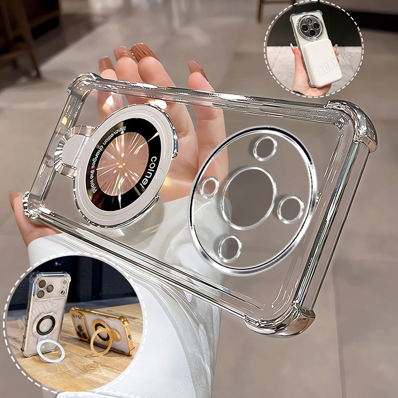 TEMU para Teléfono - ACANRIES Premium Anillo Magnético Soporte con Transparente Chapada a Prueba de Golpes para Huawei Honor Lite para Hombres y