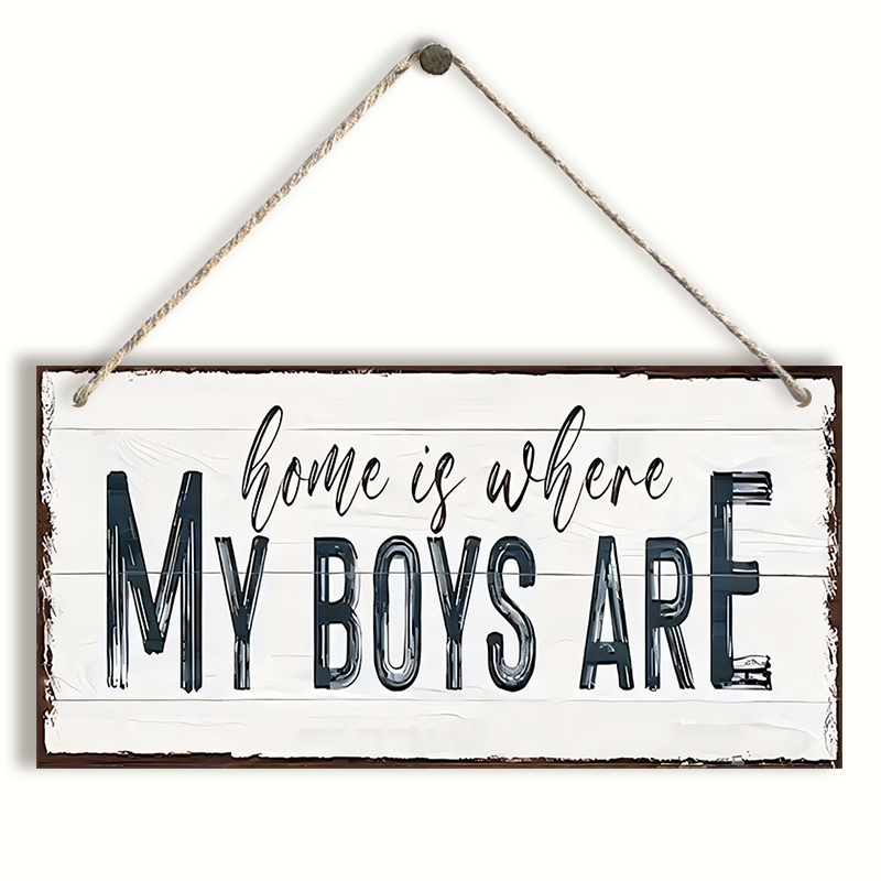 

' Where My Boys Are' Wooden Sign - Perfect & Day Gift, Farmhouse Style Wall Decor For Bedroom, Keepsake, Boy Room Decor