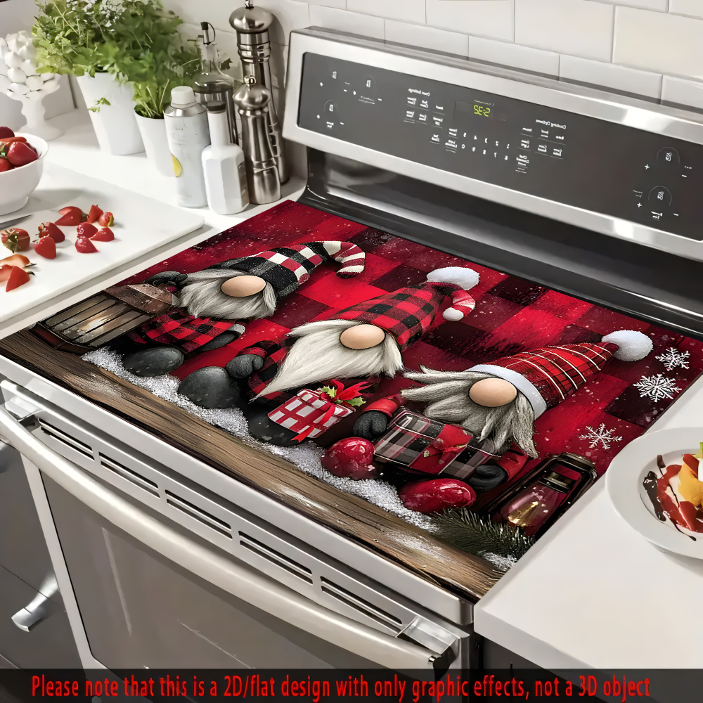 TEMU This Is A Festive Gnome Chef Mat Designed For Christmas Kitchen Decor, Featuring A Red Plaid Pattern. A Holiday Accent Rug Scratch-resistant And Serves Multiple Purposes In Kitchen Decoration