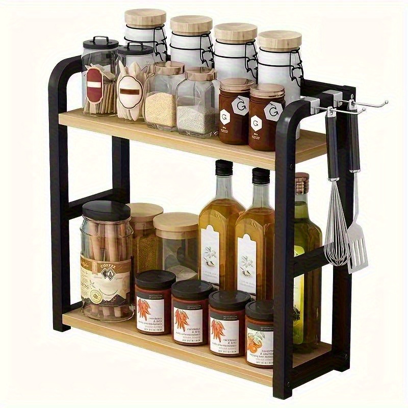 TEMU 1pc Stainless Steel Kitchen Storage Rack, Countertop Seasoning Storage Rack, Space-saving Rack
