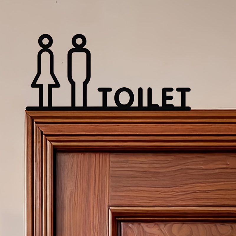 TEMU 2D 男女兼用トイレサイン 性別中立トイレ標識 様々な場所のトイレドア装飾に最適