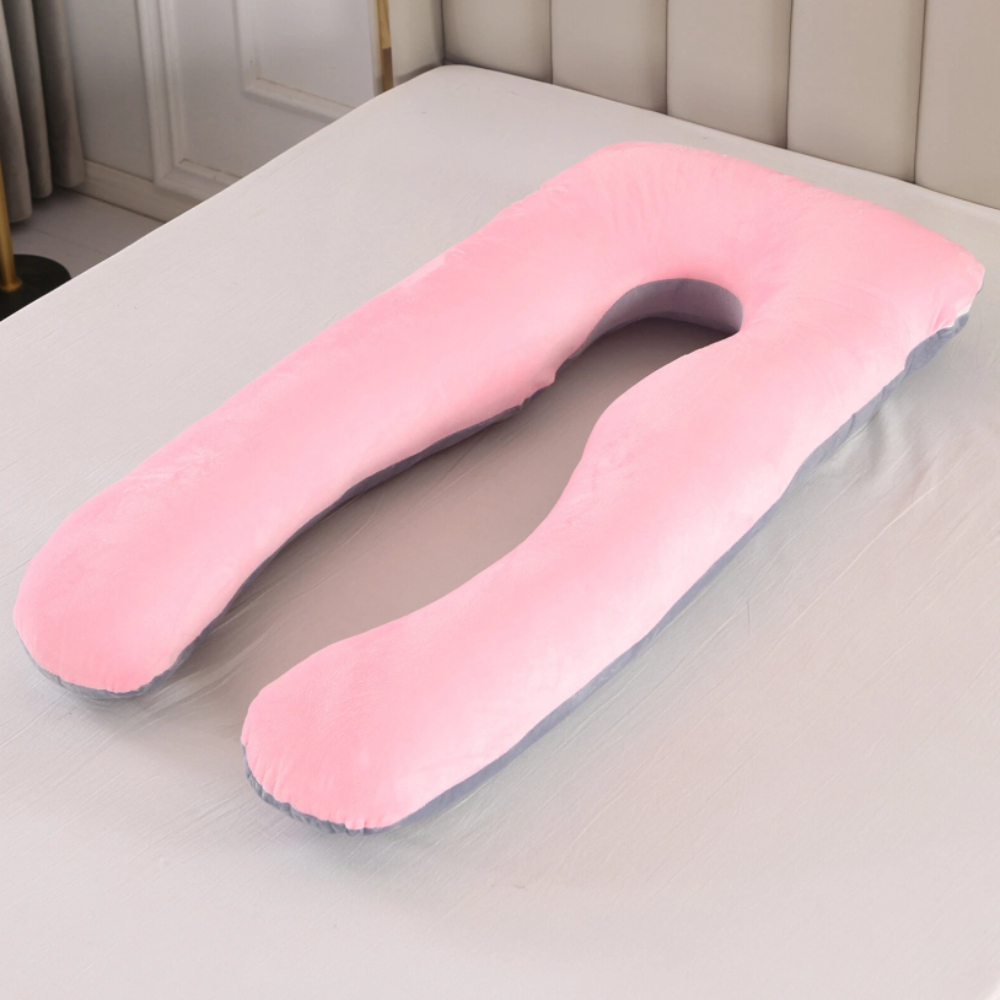 Image of 1 Set Style: - Dual-tone Dark Gray & Pink, Removable Pillow Covers U-shaped Pillow Large Cushion Lumbar Pillow U-shaped Side Sleeping Pillow Pillow