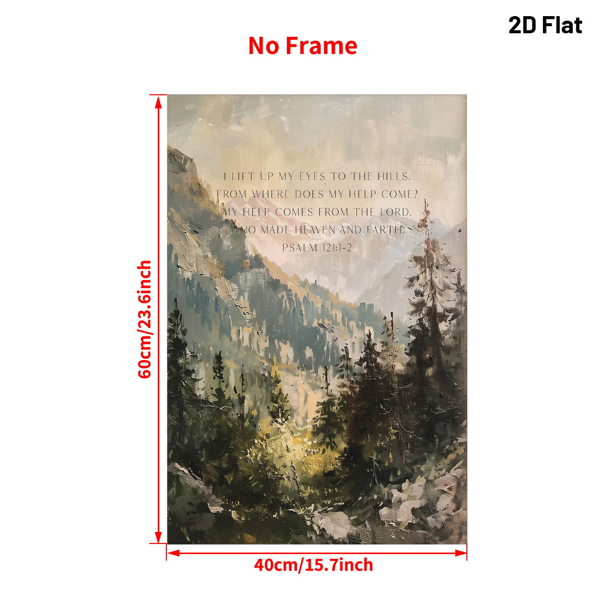 TEMU 2D Plat, 2D Plat, 2D Plat 1 stuks Zonder Lijst Psalm Verhef Mijn Naar De Bergen Moderne Christelijke Muurkunst Poster Canvas Print Ideaal Cadeau