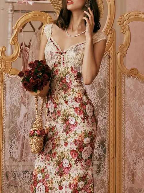 Women'S Spring & Summer Sleeveless Printed Dress | Retro Fitted Design With Square Neck, Floral Pattern, Color Block Details | Ideal For Light Social * Daily * And Casual Commuting Women'S Spring & Summer Sleeveless Printed Dress | Retro Fitted Design With Square Neck, Floral Pattern, Color Block Details | Ideal For Light Social * Daily * And Casual Commuting
