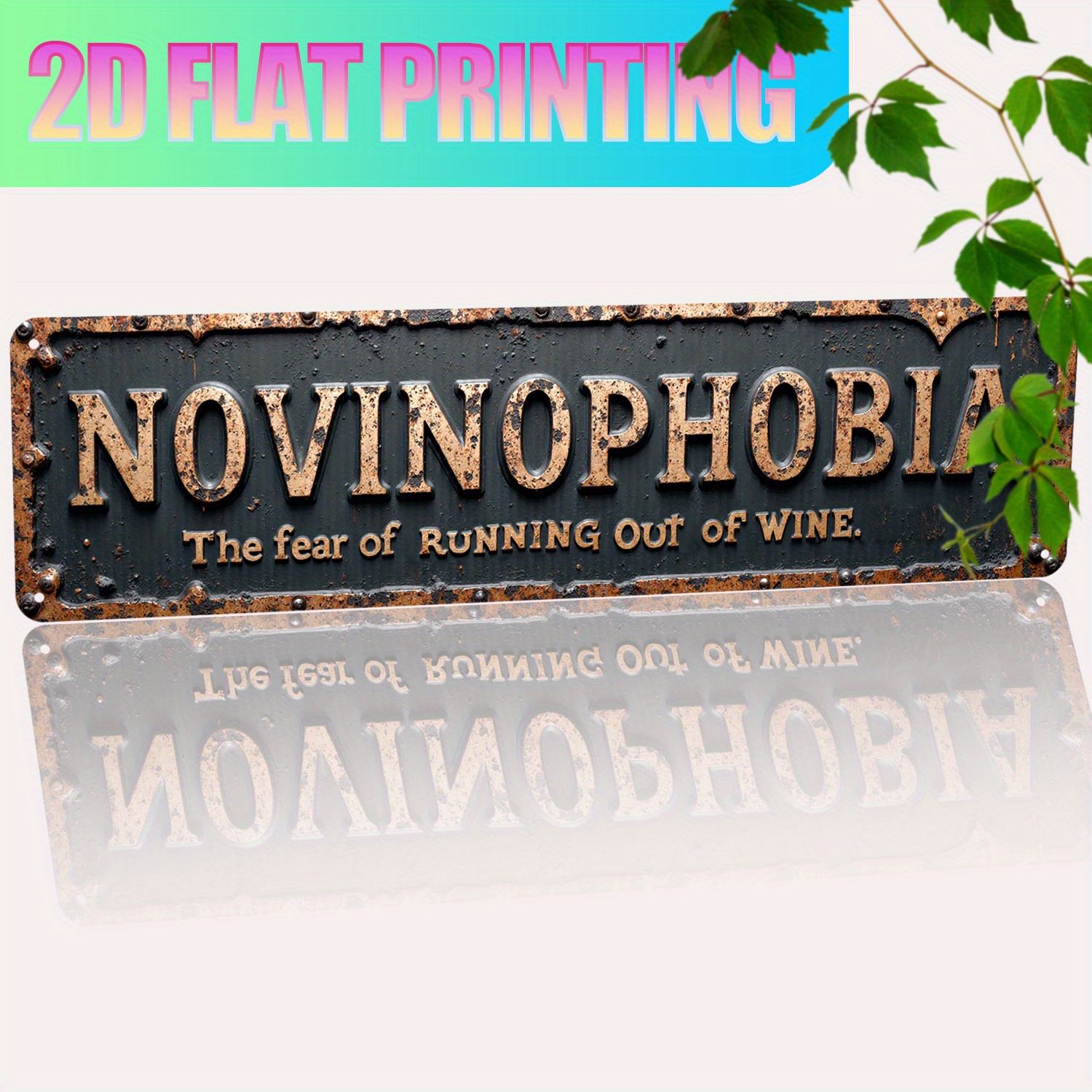 TEMU 2d Flat, 1pc Vintage-style "" Aluminum Sign - Rustic 'fear Of Running Out Of Wine' Decor For Home, Cafe, Porch & Garden - Durable, ,