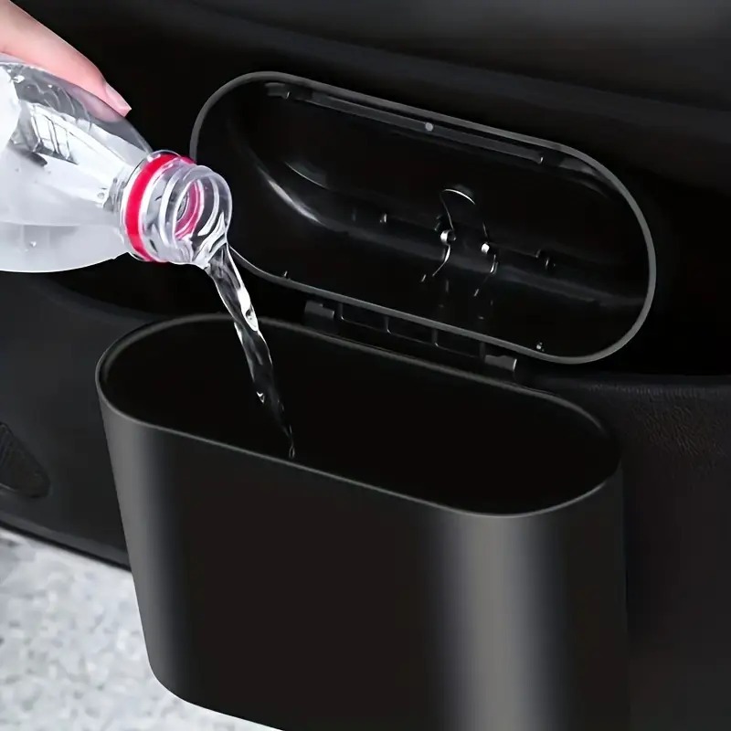 TEMU 3pcs Set (1pc Trash Can And 2 Rolls Of Garbage Bags), Random Color Leak-proof Lid Compact Car Trash Can, Car Trash Bin - Durable And Easy To