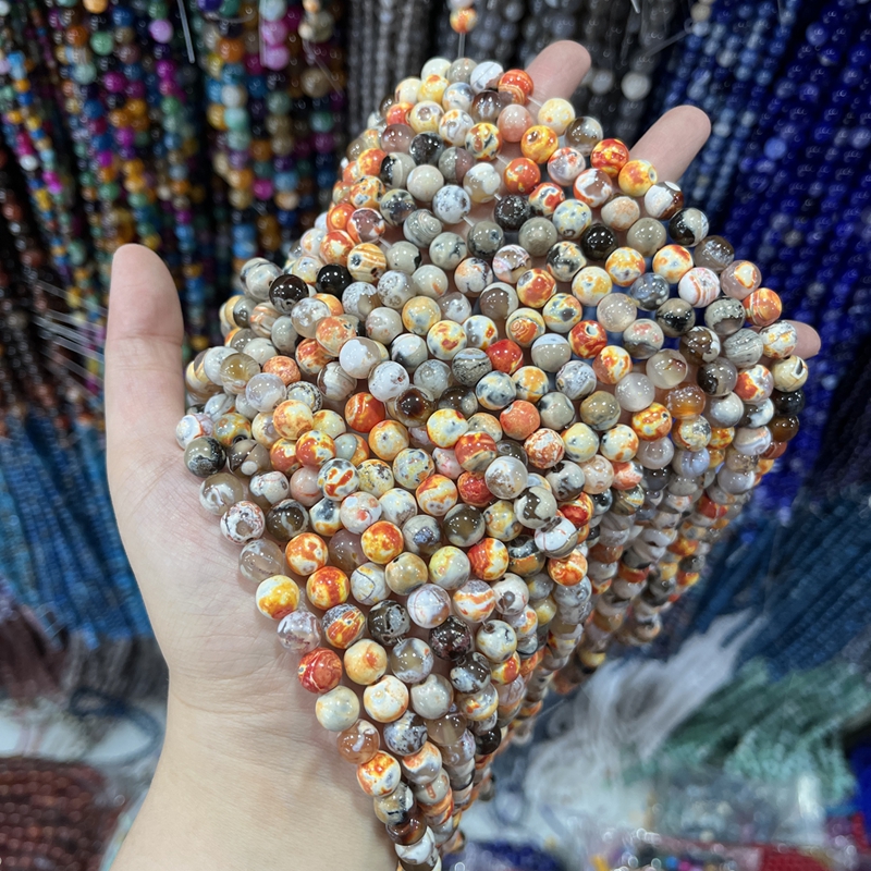 Natural Coffee-Flame Agate Beads for DIY Jewelry Making