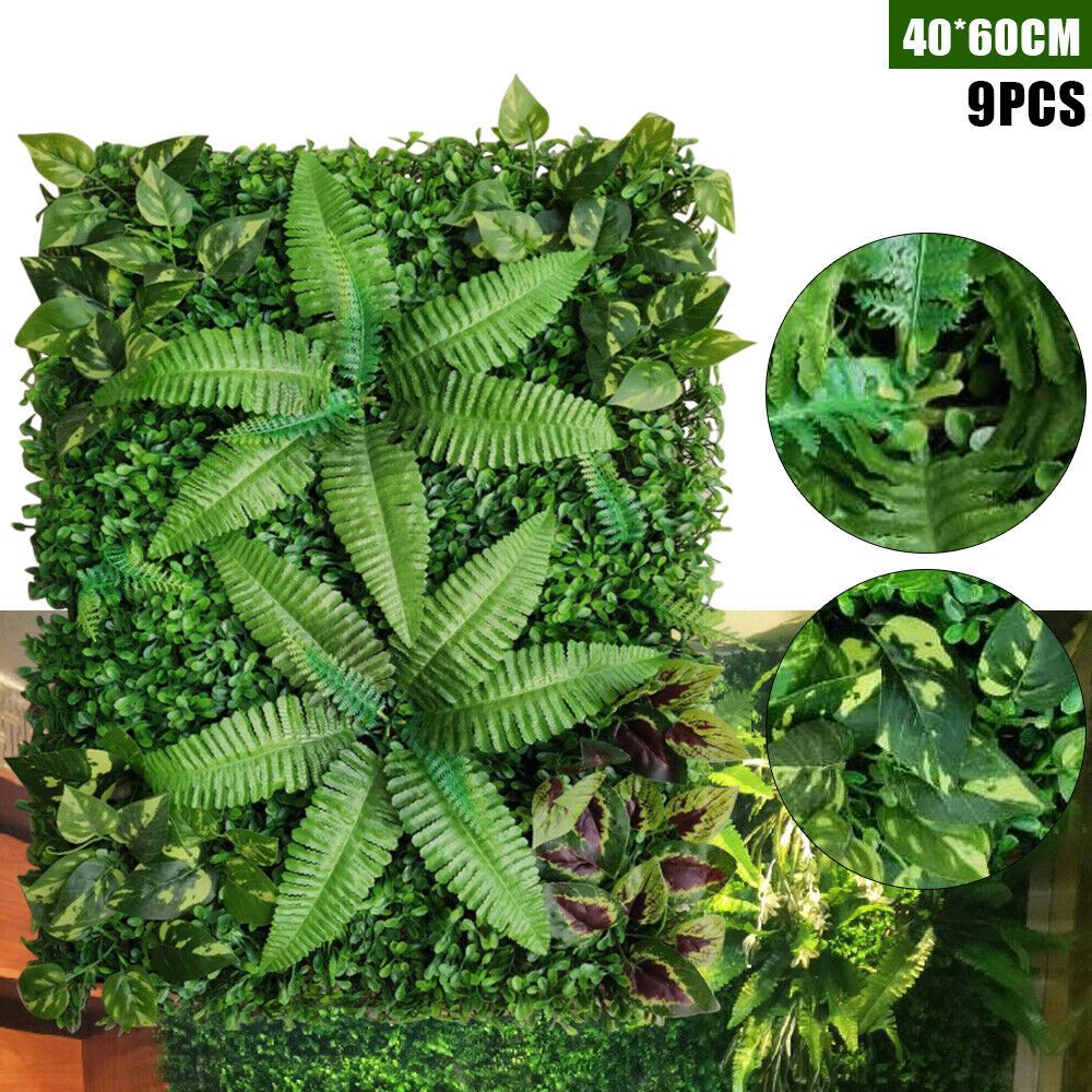 9pcs Artificial Plant Wall Panels | 40x60cm Realistic Evergreen Plastic Wall Panels For Living Rooms, , Wedding Photography Backgrounds Decor - Oukaning