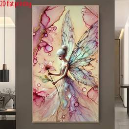 2d flat print extra large frameless canvas diamond painting 50x100cm 19 69x39 37 inches round diamond painting kit fairy theme 5d diy collision of kit complete diamond painting with unique gift for