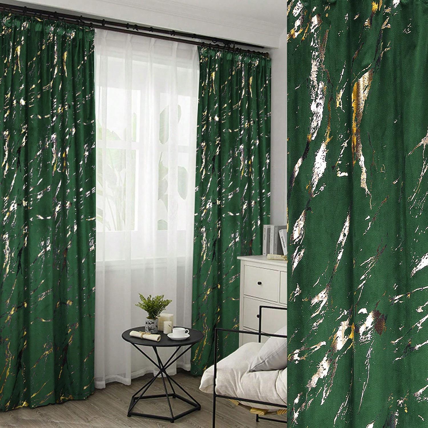 TEMU High-quality Velvet Blackout Curtain, Decorated With A Marble Pattern In Golden Or Silver, 1pc. Design And Texture Of Thick Material. It With A