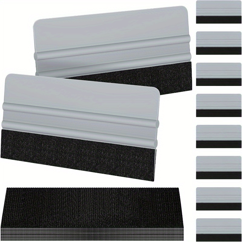 TEMU 10pcs Vinyl Wrap Squeegee 6 Inch Felt Edge Window Film Tint Decal Applicator Scraper Wallpaper Smoothing Tool With 10pcs Black Felt Fabric