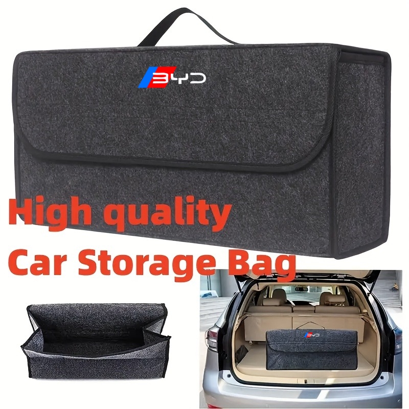 TEMU Color Blocking Design Trunk Felt Folding Storage Bag/car Seat Backrest Back Travel Storage Bag/folding Charging Gun Storage/storage Storage Box