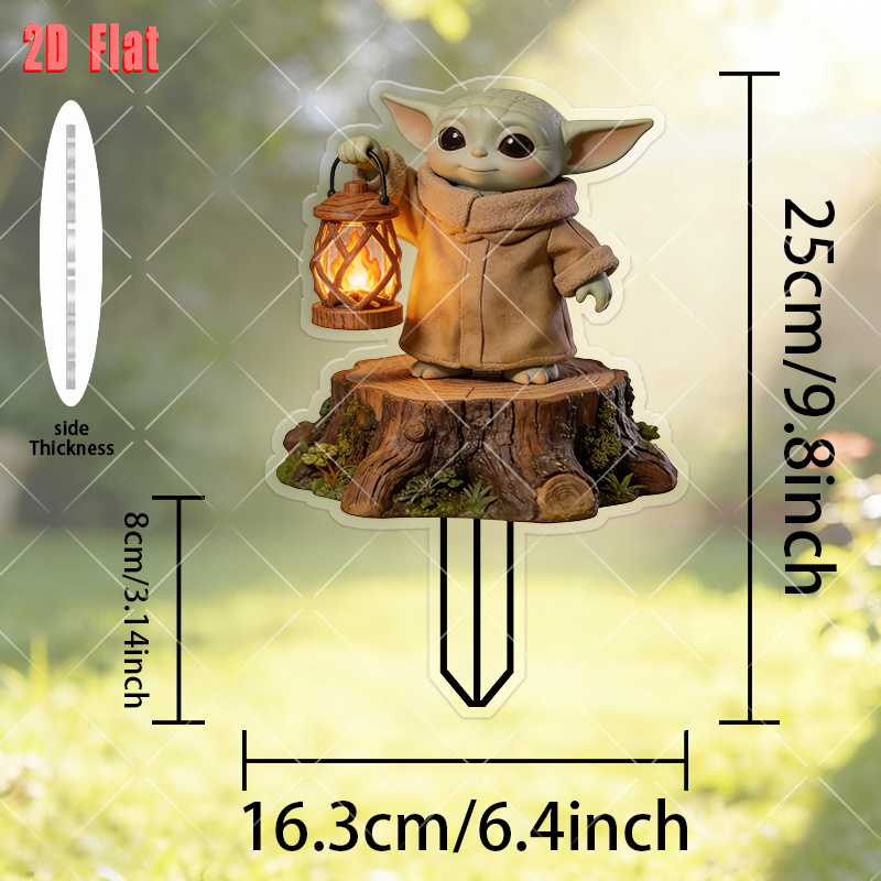E-shop 2D Flach, [2D Flach] 2D Flach, ., Star Wars The Mandalorian Yoda Themen-Vintage-Gartenornament, neuartige Außendekoration, geeignet für