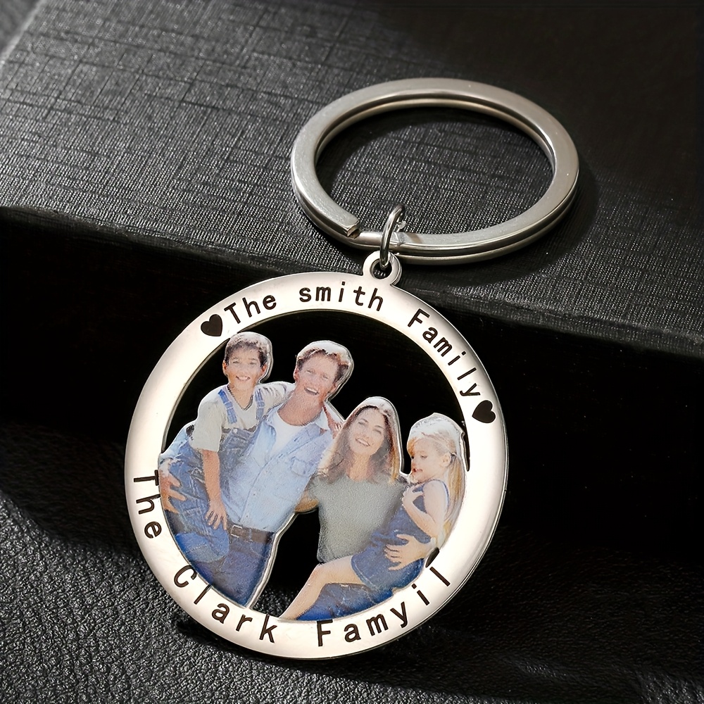 TEMU 1pc Classic Round Hollow-out Personalized Custom Portrait Photo Keychain For Women, Couple Photos, Photos, Anniversary Photos With Custom Text