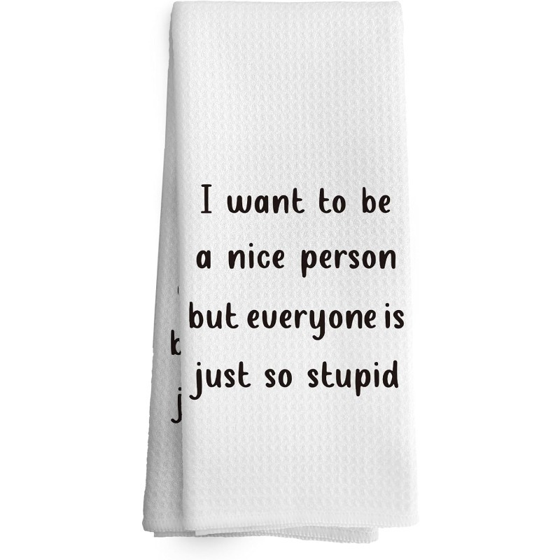 TEMU 1pc Funny Kitchen Towels Suitable For Kitchen & Bathroom - Humorous Dish Cloths With Sayings, Absorbent Tea Towels, Decorative With Phrases,