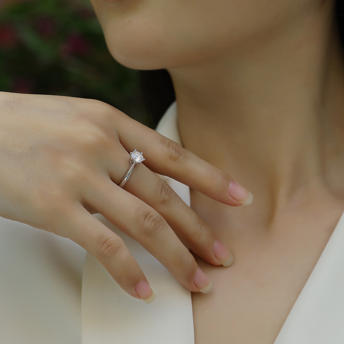 Women's Elegant S925 Silver Moissanite Couple's Ring, Wedding Band