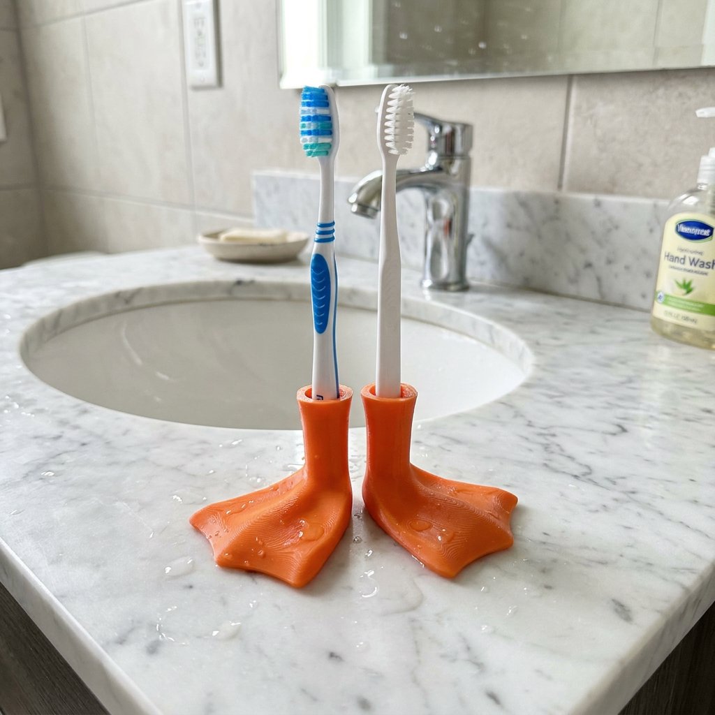 TEMU Porte-brosse à dents de pattes de canard, porte-brosse multifonctionnel de salle de bain avec égouttoir et drainage pour rangement de dentifrice