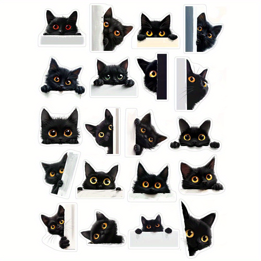 Black Cat Sticker Pack Suitable For Diy Crafts, Scrapbooks, Luggage, Notebooks, Diaries, Photo Albums, Decorative Stationery Accessories, Aesthetic Decorative Stickers