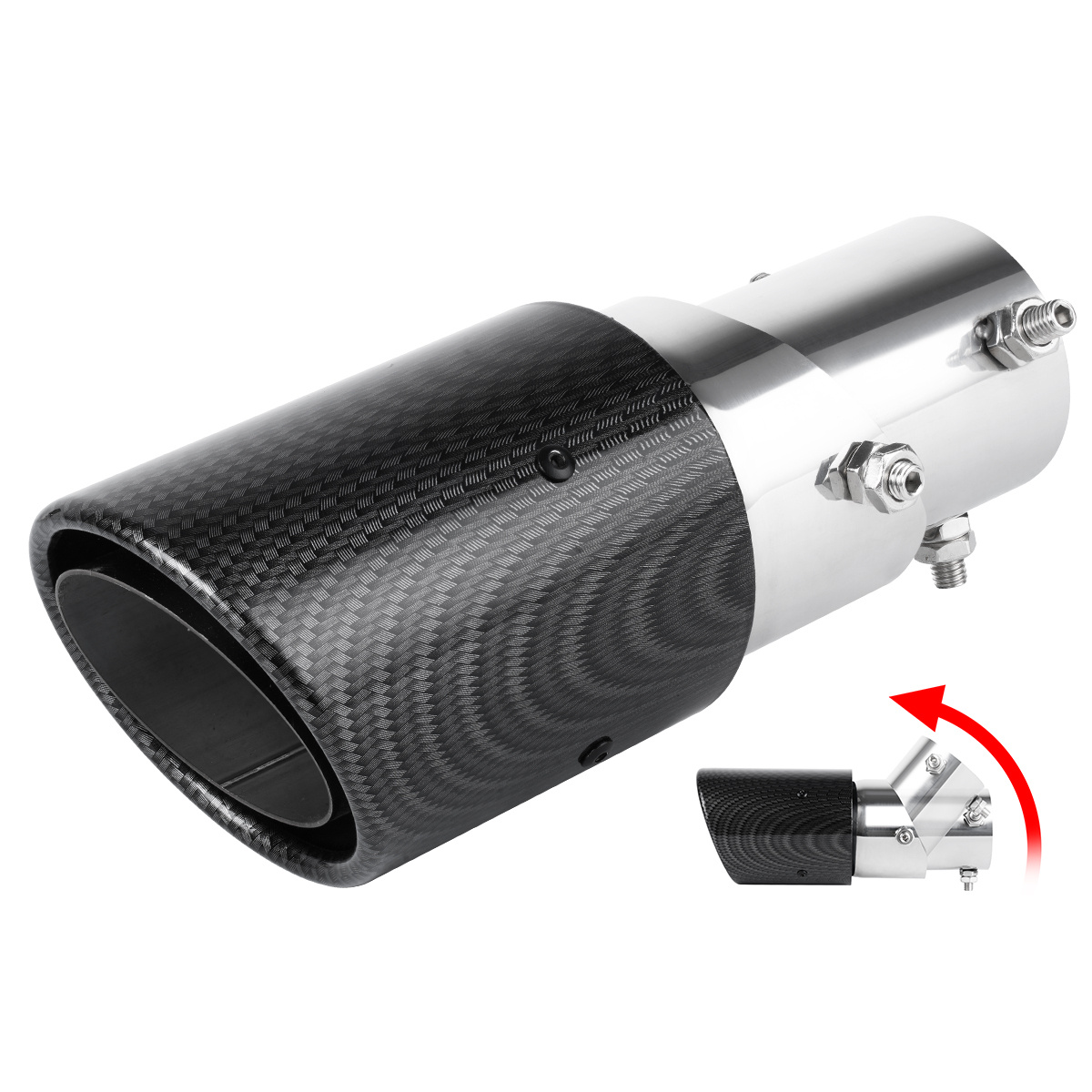TEMU Single Pipe Car Exhaust, Carbon Fiber Abs Shell, Universal Adjustable Multi-directional Tailpipe Decoration Protection Head, Exhaust System