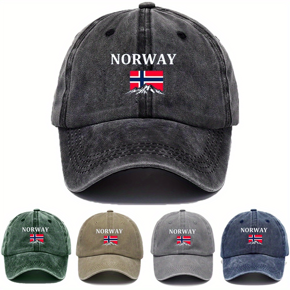 Adjustable Washable Baseball Cap with Norway Design