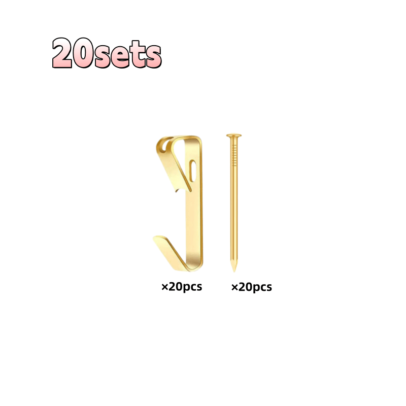 TEMU 20 Sets (20 Hooks And 20 Nails) Of Golden Hanging Hooks, Which Can Support Stable Hanging Of Picture Frames, Providing And Picture Frame Hanging