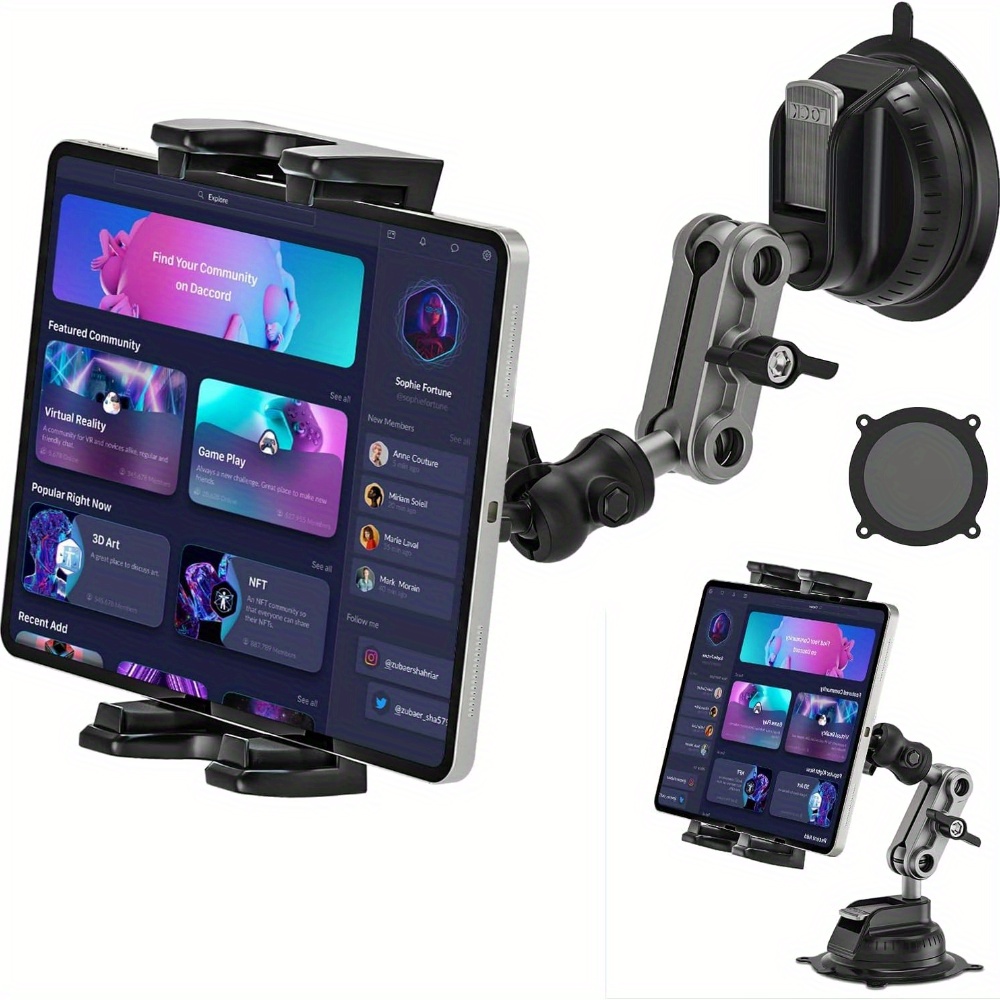 

Heavy-duty 360° Adjustable Tablet Mount For Car/truck, Dashboard & Wall Holder, Strong Suction Cup, Compatible With Ipad & Smartphones 4.7-12.9" - Multi-angle Viewing, , Tablet Holder Stand