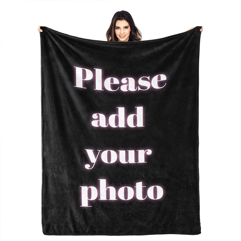 TEMU Custom Flannel Blanket With Personalized Photo And Text, Suitable As A Gift For Birthdays, Christmas, Halloween, Father's Day, Mother's Day, And