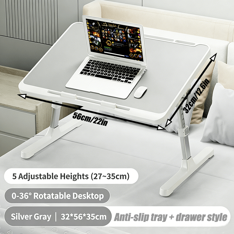 TEMU 1pc Foldable Laptop Table, Laptop Table Bed Tray Portable Laptop Table, Bed Table And Laptop Table, Adjustable Laptop Table With Slots, Anti-