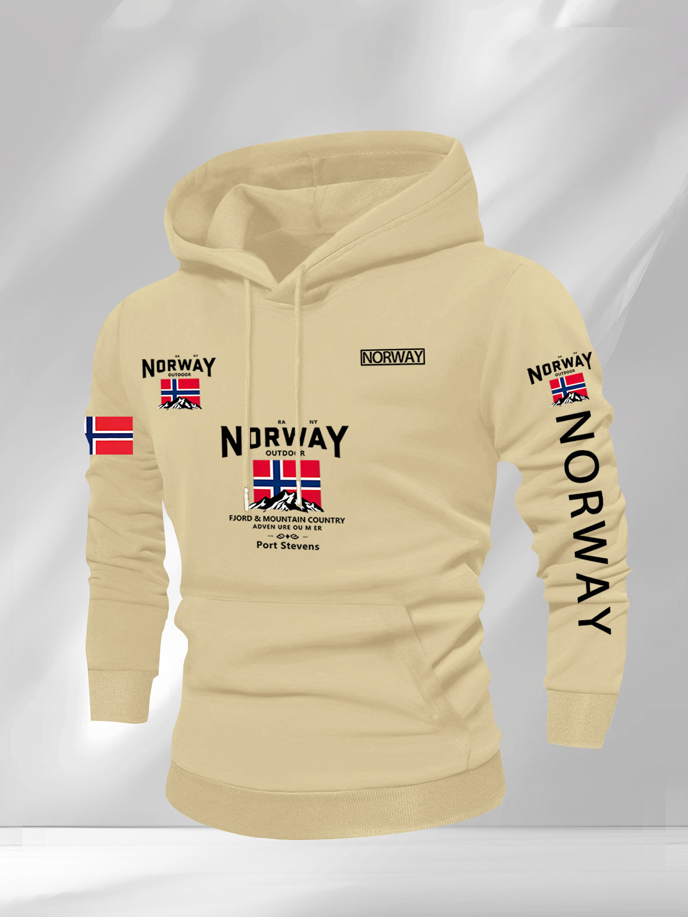 Sweatshirt met capuchon voor heren met Noorse vlag en design