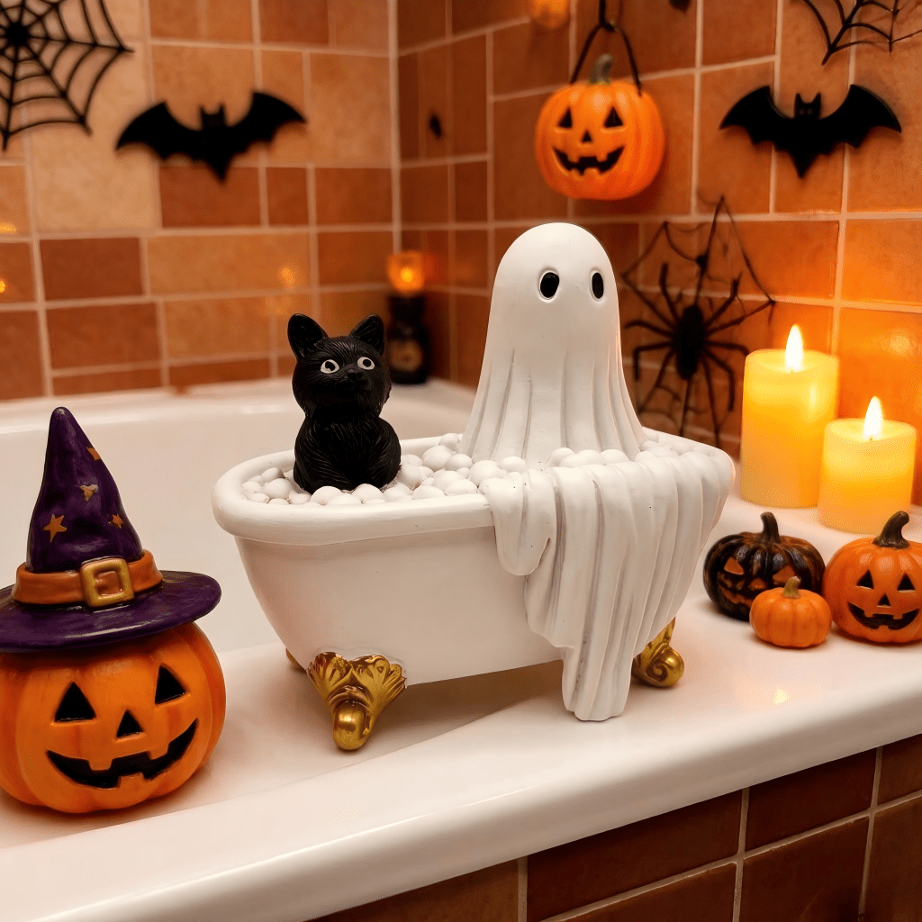 TEMU 1pc Sculpture en résine de baignoire avec et , Ornement de bain de bulles d'Halloween effrayant et , Décor de style gothique , Convient pour