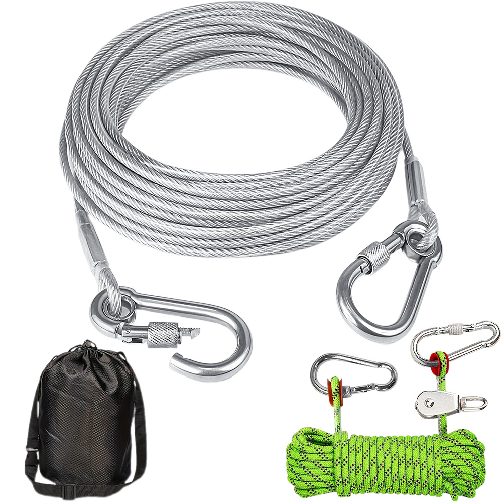 Image of Dog Knot Toys, Dog Supplies, Dog Toy Ties, Dog Fixators, Dog Outdoor Yard Activity Ropes, 15.1m Anti Tangling Reflective Ropes Dog With 15.24m Fixed Rope 3.6m Traction Rope For Yard Park Campground