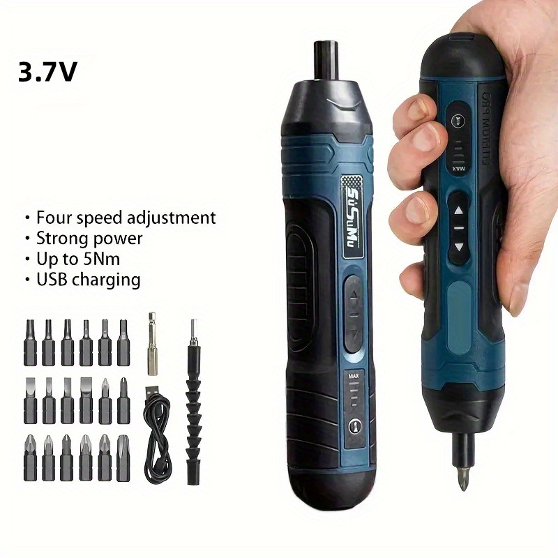 1 pza. juego de destornillador eléctrico mini 20 en 1, recargable USB, 1300 mAh, ajustable, multifunción, herramientas de reparación y desmontaje con torque